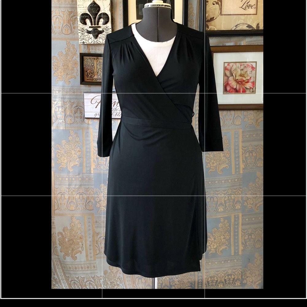 Old Navy faux wrap dress black jersey size medium